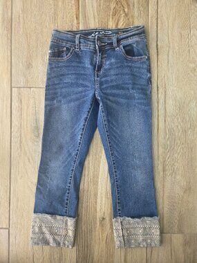 INC International Concepts Embroidered-Cuff Cropped Jeans – Size 2P